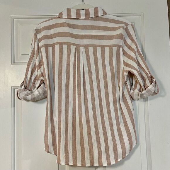 Vixbe Stripped Button Up Top Tie Bottom Size Large - Picture 4 of 12